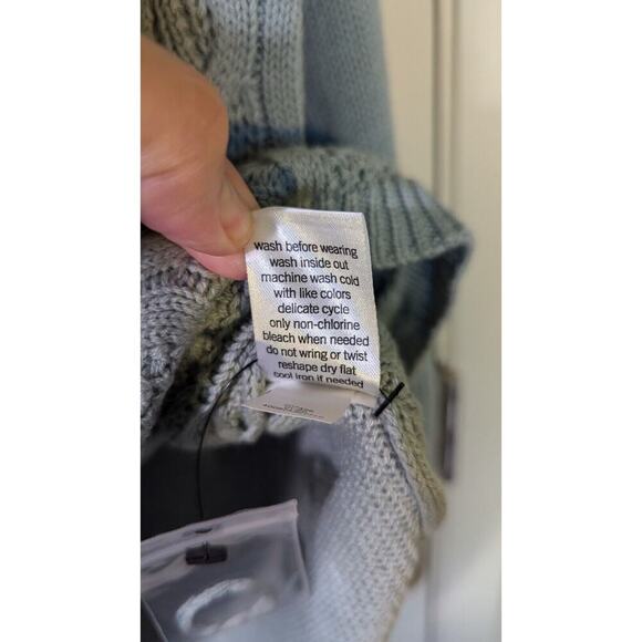 NWT Sonoma Womens XXL Cable Knit Crew Neck Sweater Tunic Seafoam Blue - Picture 9 of 10